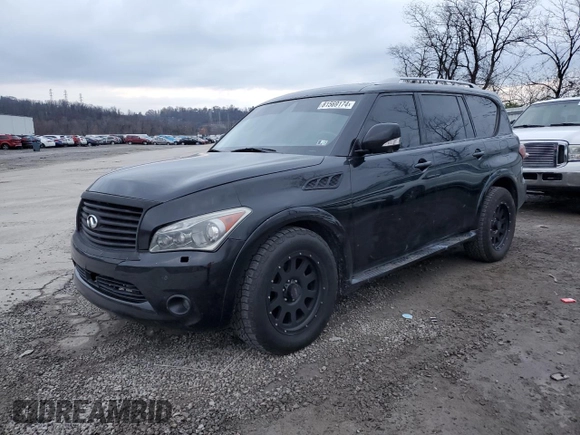 2011 Infiniti QX56 7-passenger with VIN JN8AZ2NE9B9006375, listed as a Copart auction lot 81569174 with 186,785 mi miles and Clean Title. Bid and sale history available at carsss.com. Image 1.