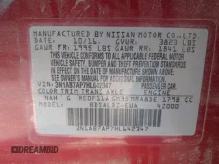 2017 Nissan Sentra SV with VIN 3N1AB7AP7HL642347, listed as a IAAI auction lot 41905351 with 97,361 mi miles and . Bid and sale history available at DreamBid. Image 9.