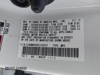 2015 Honda CR-V LX with VIN 5J6RM4H39FL032027, listed as a IAAI auction lot 42013029 with 79,210 mi miles and . Bid and sale history available at carsss.com. Image 9.