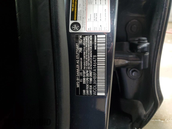2015 Mercedes-Benz CLS 400 with VIN WDDLJ6HB8FA146478, listed as a Copart auction lot 48974385 with 123,916 mi miles and Salvage title. Bid and sale history available at DreamBid. Image 12.