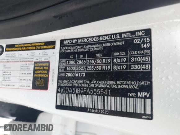 2015 Mercedes-Benz M 350 с VIN 4JGDA5JB9FA555541, выставлен на аукционе IAAI как лот 42187382 с пробегом 109 195 миль миль и . История ставок и продаж доступна на DreamBid. Изображение 9.