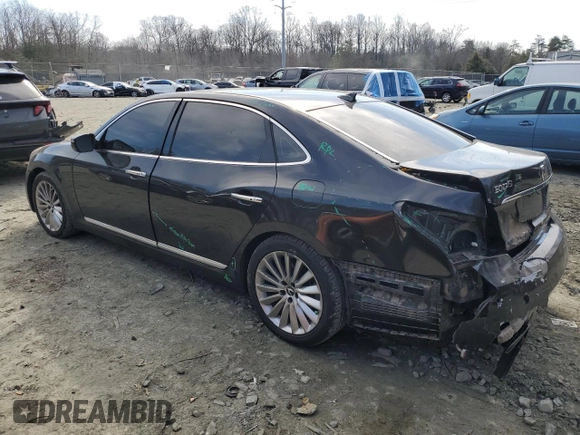 2015 Hyundai Equus Signature with VIN KMHGH4JH0FU094641, listed as a Copart auction lot 46904905 with 124,190 mi miles and Salvage Title. Bid and sale history available at DreamBid. Image 2.