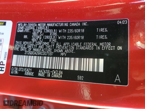 2024 Lexus NX 250 Premium with VIN 2T2GDCAZ6RC007597, listed as a Copart auction lot 42354975 with 71,863 mi miles and Salvage title. Bid and sale history available at DreamBid. Image 14.