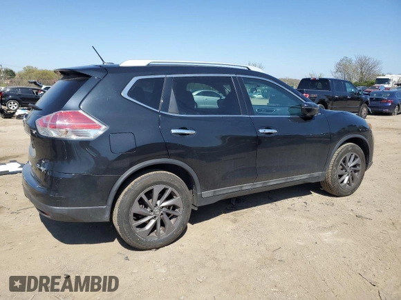 2016 Nissan Rogue SL with VIN 5N1AT2MV2GC834739, listed as a Copart auction lot 52428095 with 56,641 mi miles and Salvage Title. Bid and sale history available at DreamBid. Image 3.