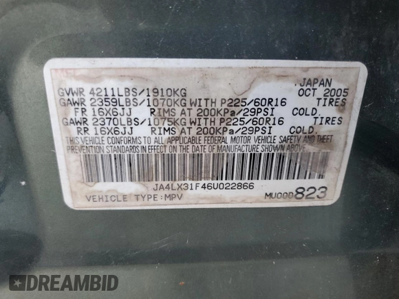 2006 Mitsubishi Outlander LS with VIN JA4LX31F46U022866, listed as a Copart auction lot 77914184 with 152,173 mi miles and Salvage Title. Bid and sale history available at carsss.com. Image 14.
