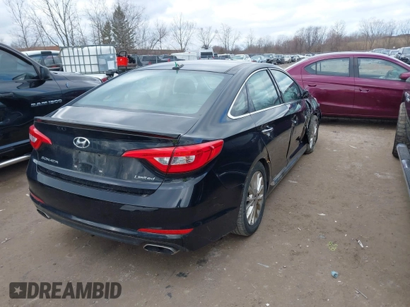 2015 Hyundai Sonata Limited with VIN 5NPE34AF0FH043630, listed as a IAAI auction lot 41825927 with 129,367 mi miles and . Bid and sale history available at carsss.com. Image 4.