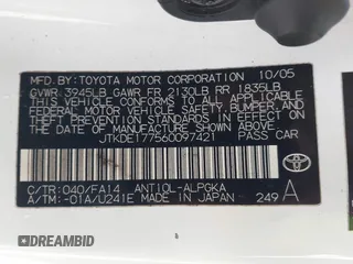 2006 Scion tC z VIN JTKDE177560097421, wystawiony jako IAAI lot #42166568 z przebiegiem 74 441 mil mil oraz . Historia ofert i sprzedaży dostępna na DreamBid. Obrazek 9.