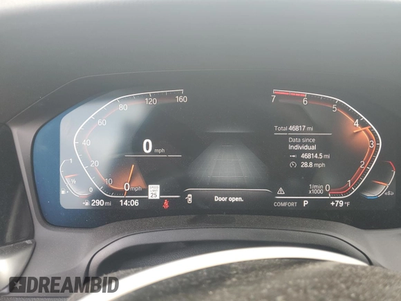 2021 BMW 3 Series 330i xDrive with VIN WBA5R7C09MFK87371, listed as a Copart auction lot 81160724 with 46,817 mi miles and Salvage Title. Bid and sale history available at carsss.com. Image 9.