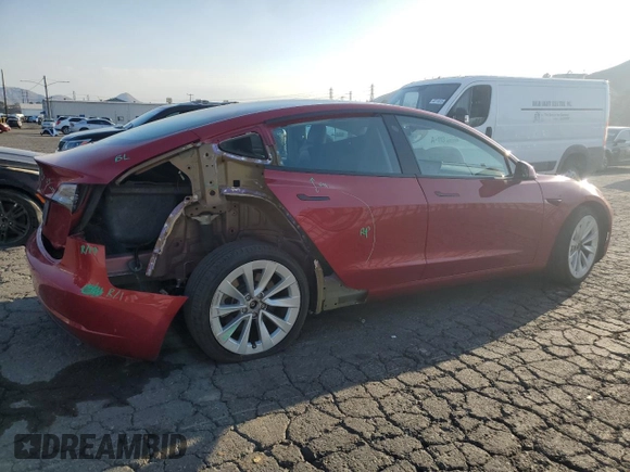 2021 Tesla Model 3 Standard Range Plus with VIN 5YJ3E1EA0MF939193, listed as a Copart auction lot 44625105 with 30,679 mi miles and Salvage Title. Bid and sale history available at DreamBid. Image 3.