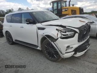 2021 Infiniti QX80 LUXE with VIN JN8AZ2AF6M9721468, listed as a Copart auction lot 56313704 with 23,748 mi miles and Salvage Title. Bid and sale history available at carsss.com. Image 4.