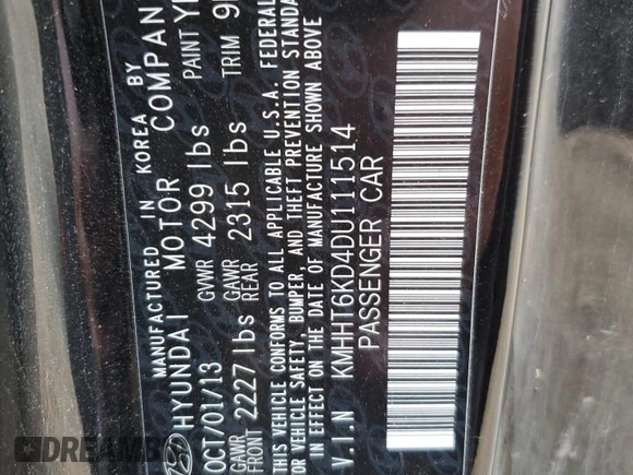 2013 Hyundai Genesis Coupe 2.0T Premium with VIN KMHHT6KD4DU111514, listed as a Copart auction lot 50181145 with 62,734 mi miles and Salvage Title. Bid and sale history available at carsss.com. Image 12.