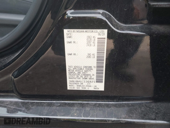 2020 Nissan Altima S with VIN 1N4BL4BV4LC116925, listed as a IAAI auction lot 41794322 with 134,133 mi miles and . Bid and sale history available at DreamBid. Image 9.