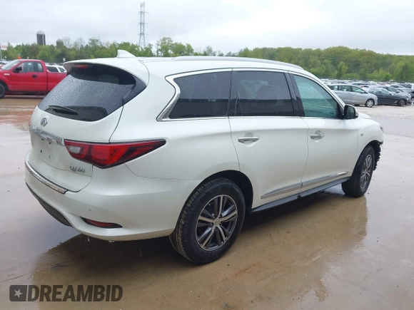 2019 Infiniti QX60 Luxe z VIN 5N1DL0MM6KC506158, wystawiony jako IAAI lot #42316181 z przebiegiem 81 211 mil mil oraz . Historia ofert i sprzedaży dostępna na DreamBid. Obrazek 4.