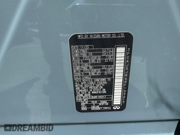 2024 Infiniti QX55 Luxe z VIN 3PCAJ5JR6RF109217, wystawiony jako Copart lot #58733135 z przebiegiem 24 412 mil mil oraz Nie do naprawy. Historia ofert i sprzedaży dostępna na DreamBid. Obrazek 10.