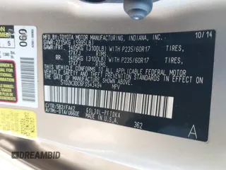 2015 Toyota Sienna L с VIN 5TDZK3DC6FS543494, выставлен на аукционе IAAI как лот 40984941 с пробегом 146 352 миль миль и . История ставок и продаж доступна на DreamBid. Изображение 9.