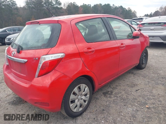 2013 Toyota Yaris L with VIN JTDKTUD32DD554425, listed as a IAAI auction lot 40961115 with 1 mi miles. Bid and sale history available at carsss.com. Image 4.
