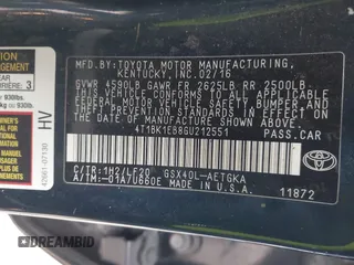 2016 Toyota Avalon Limited with VIN 4T1BK1EB8GU212551, listed as a IAAI auction lot 41416865 with 63,141 mi miles and . Bid and sale history available at DreamBid. Image 9.