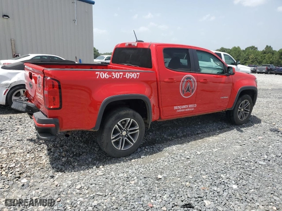 2020 Chevrolet Colorado 2WD Work Truck with VIN 1GCGSBEA9L1114289, listed as a Copart auction lot 65657264 with 43,619 mi miles and Salvage Title. Bid and sale history available at carsss.com. Image 3.
