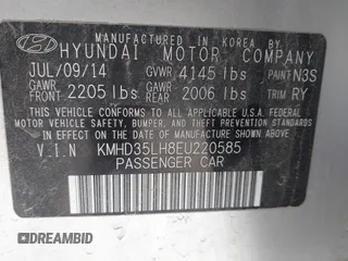 2014 Hyundai Elantra с VIN KMHD35LH8EU220585, выставлен на аукционе IAAI как лот 41960767 с пробегом 109 714 миль миль и . История ставок и продаж доступна на DreamBid. Изображение 9.