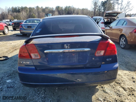 2002 Honda Civic EX with VIN 1HGES26812L037960, listed as a Copart auction lot 87889325 with 239,548 mi miles and Salvage Title. Bid and sale history available at carsss.com. Image 6.