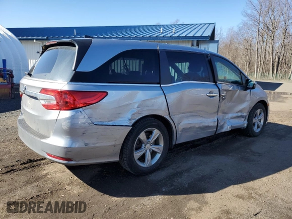 2018 Honda Odyssey EX-L with VIN 5FNRL6H79JB054306, listed as a Copart auction lot 49674955 with 92,157 mi miles and Salvage Title. Bid and sale history available at carsss.com. Image 3.