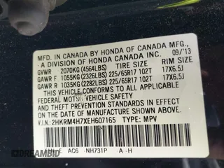 2014 Honda CR-V EX-L with VIN 2HKRM4H7XEH607165, listed as a IAAI auction lot 41837898 with 102,057 mi miles. Bid and sale history available at carsss.com. Image 9.
