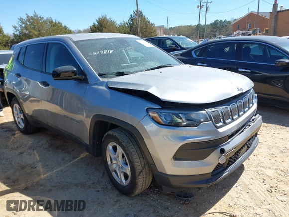 2022 Jeep Compass Sport with VIN 3C4NJCAB7NT217818, listed as a IAAI auction lot 41859331 with 26,682 mi miles and . Bid and sale history available at carsss.com. Image 1.