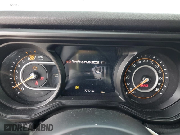 2024 Jeep Wrangler Sport S with VIN 1C4PJXDG3RW229567, listed as a Copart auction lot 55307335 with 7,797 mi miles and Salvage Title. Bid and sale history available at DreamBid. Image 9.