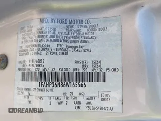 2006 Ford Focus SE with VIN 1FAHP36N86W165566, listed as a IAAI auction lot 42049681 with 116,061 mi miles and . Bid and sale history available at carsss.com. Image 9.