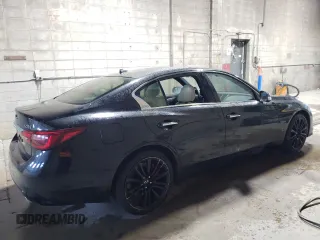 2020 Infiniti Q50 Red Sport 400 with VIN JN1FV7AR5LM660326, listed as a Copart auction lot 50599215 with 77,739 mi miles and Salvage Title. Bid and sale history available at carsss.com. Image 3.