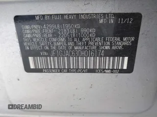 2013 Subaru Impreza Premium z VIN JF1GJAC63DH016174, wystawiony jako IAAI lot #42047371 z przebiegiem 172 377 mil mil oraz . Historia ofert i sprzedaży dostępna na DreamBid. Obrazek 9.