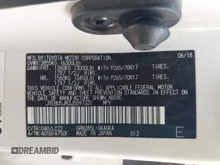 2018 Toyota 4Runner SR5 with VIN JTEBU5JR3J5597331, listed as a IAAI auction lot 41506914 with 86,011 mi miles. Bid and sale history available at carsss.com. Image 9.