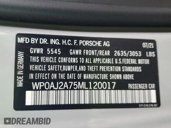 2021 Porsche Panamera с VIN WP0AJ2A75ML120017, выставлен на аукционе Copart как лот 81517913 с пробегом 26 083 миль миль и . История ставок и продаж доступна на DreamBid. Изображение 12.