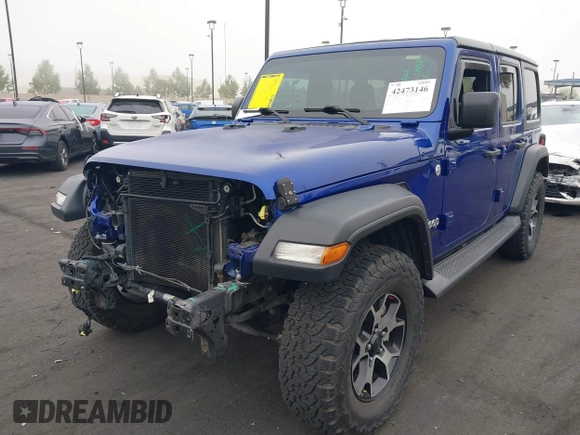 2018 Jeep Wrangler Unlimited Sport S with VIN 1C4HJXDG7JW235946, listed as a IAAI auction lot 42473146 with 37,973 mi miles and . Bid and sale history available at DreamBid. Image 2.