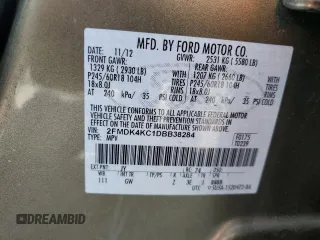 2013 Ford Edge Limited z VIN 2FMDK4KC1DBB38284, wystawiony jako Copart lot #58181755 z przebiegiem 112 842 mil mil oraz Szkody całkowita. Historia ofert i sprzedaży dostępna na DreamBid. Obrazek 14.
