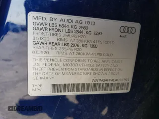 2014 Audi SQ5 Prestige with VIN WA1VGAFP4EA033753, listed as a Copart auction lot 51657325 with 89,119 mi miles and Salvage title. Bid and sale history available at DreamBid. Image 13.