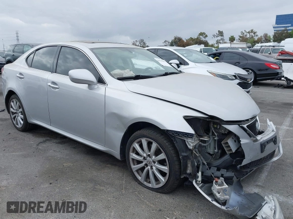 2006 Lexus IS 250 with VIN JTHCK262662001791, listed as a IAAI auction lot 42115411 with 158,821 mi miles and . Bid and sale history available at DreamBid. Image 1.