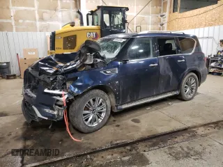 2020 Infiniti QX80 LUXE with VIN JN8AZ2NE6L9253998, listed as a Copart auction lot 88083295 with 117,762 mi miles and Salvage Title. Bid and sale history available at carsss.com. Image 1.