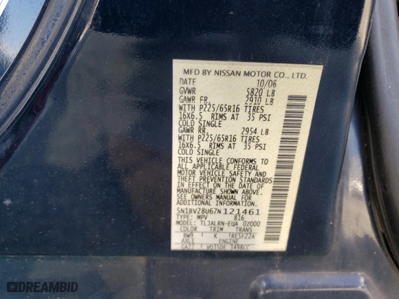 2007 Nissan Quest with VIN 5N1BV28U67N121461, listed as a Copart auction lot 74303804 with 98,379 mi miles and Salvage Title. Bid and sale history available at carsss.com. Image 13.