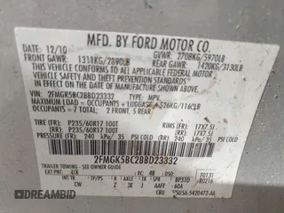 2011 Ford Flex SE with VIN 2FMGK5BC2BBD23332, listed as a IAAI auction lot 41733455 with 204,104 mi miles. Bid and sale history available at carsss.com. Image 9.