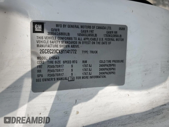 2009 Chevrolet Silverado 1500 LT with VIN 2GCEC23CX91141772, listed as a Copart auction lot 84092254 with 223,724 mi miles and Clean Title. Bid and sale history available at carsss.com. Image 12.