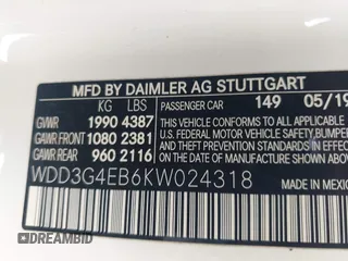 2019 Mercedes-Benz A 220 with VIN WDD3G4EB6KW024318, listed as a IAAI auction lot 41931809 with 66,033 mi miles and . Bid and sale history available at DreamBid. Image 9.