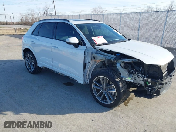 2022 Audi Q3 S line Premium with VIN WA1DECF39N1072980, listed as a IAAI auction lot 41407117 with 19,397 mi miles and . Bid and sale history available at DreamBid. Image 1.