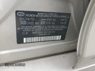 2011 Hyundai Sonata GLS with VIN 5NPEB4AC9BH180729, listed as a Copart auction lot 74673544 with 102,516 mi miles and Salvage Title. Bid and sale history available at DreamBid. Image 13.