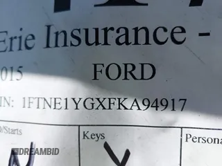 2015 Ford Transit Cargo with VIN 1FTNE1YGXFKA94917, listed as a IAAI auction lot 41700789 with Not provided miles and . Bid and sale history available at DreamBid. Image 9.