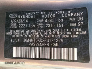 2014 Hyundai Genesis Coupe 2.0T with VIN KMHHT6KD2EU121329, listed as a Copart auction lot 55333915 with 78,438 mi miles and Salvage title. Bid and sale history available at DreamBid. Image 12.