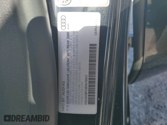 2014 Audi S7 Prestige with VIN WAUW2BFC8EN078647, listed as a Copart auction lot 72064824 with 0 mi miles and Salvage Title. Bid and sale history available at carsss.com. Image 15.