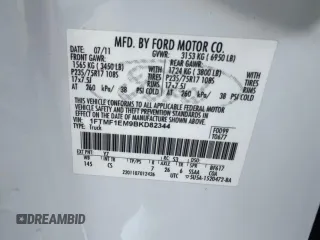 2011 Ford F-150 XL with VIN 1FTMF1EM9BKD82344, listed as a Copart auction lot 85153504 with 96,262 mi miles and Clean title. Bid and sale history available at DreamBid. Image 10.