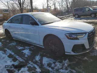 2023 Audi S8 with VIN WAULSAF85PN000614, listed as a Copart auction lot 43214585 with 20,079 mi miles and Salvage Title. Bid and sale history available at DreamBid. Image 4.