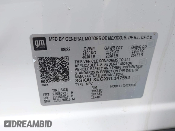 2024 GMC Terrain Denali with VIN 3GKALXEGXRL147554, listed as a IAAI auction lot 41619567 with 7,235 mi miles. Bid and sale history available at carsss.com. Image 9.